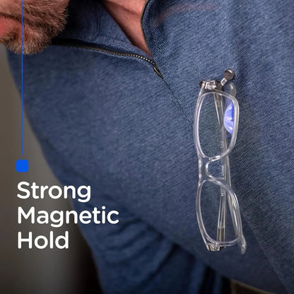 Magnetic Eyeglass Holder for Shirts - Strong Hold for Readers, Sunglasses & Safety Glasses