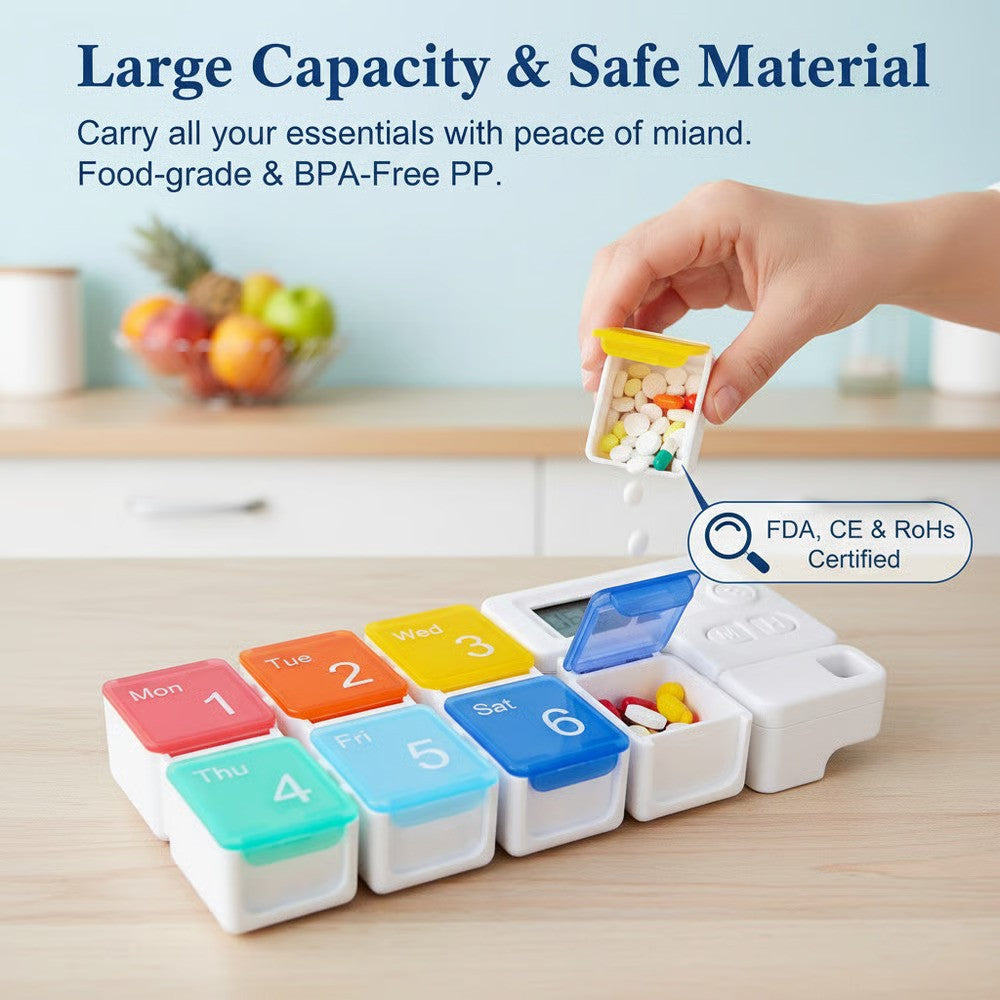 💊7-Day Smart Pill Organizer with Alarm