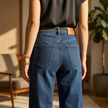 Denim Print French Terry Casual Sweatpants Jeans